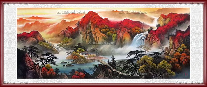 手绘水墨山水风景国画