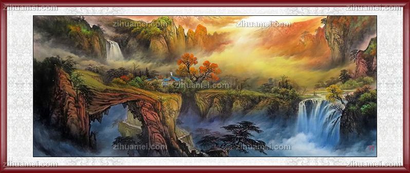 手绘水墨山水风景国画