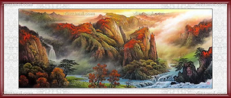 精品小八尺彩墨山水风景国画