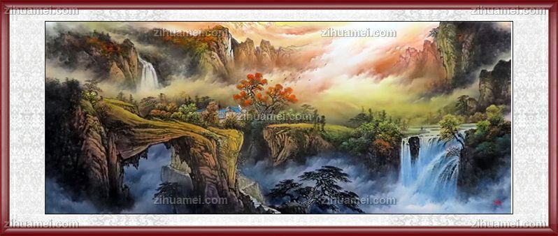 手绘水墨山水风景国画