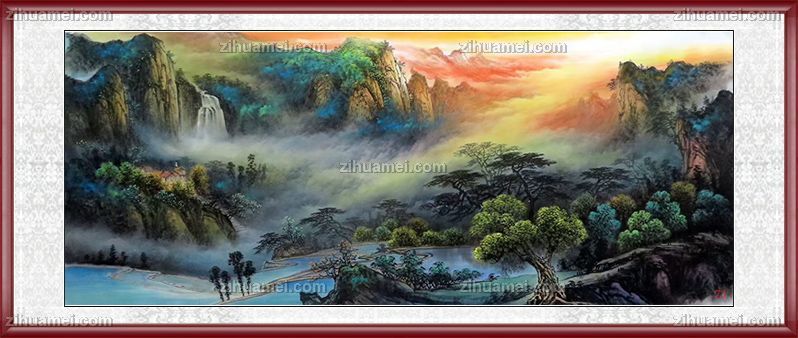 手绘水墨山水风景国画