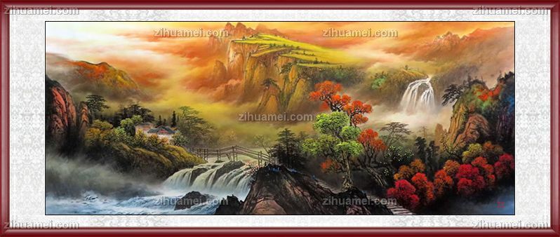 手绘水墨山水风景国画