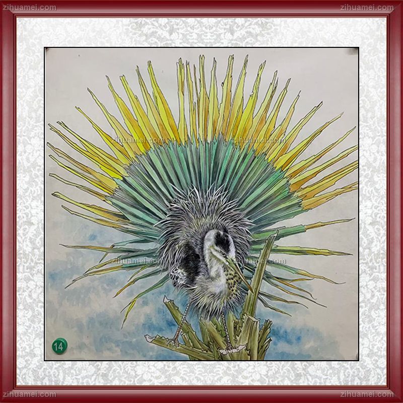 纯手绘四尺斗方花鸟画