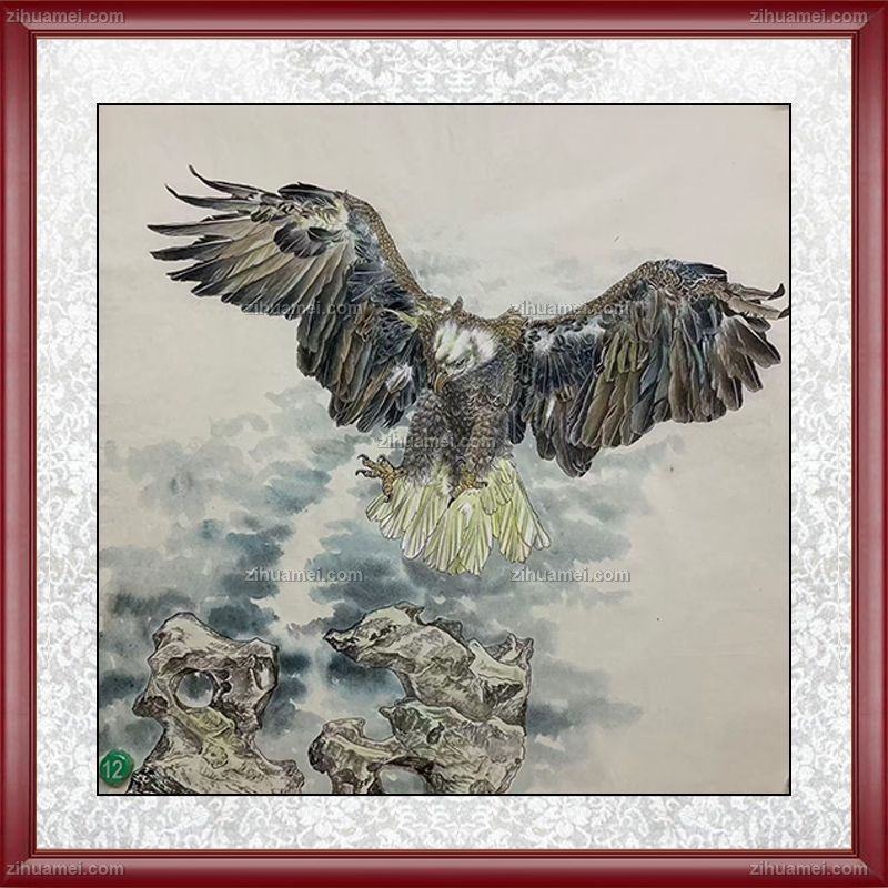 纯手绘四尺斗方花鸟画