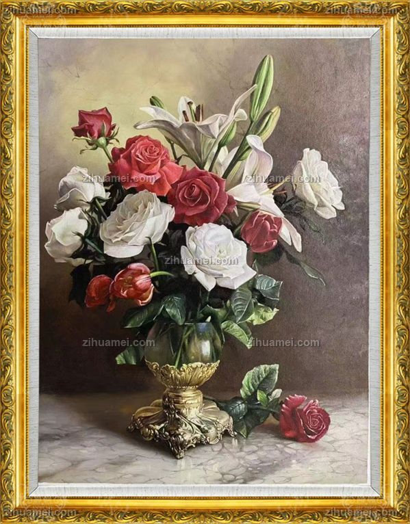 欧式花卉古典油画