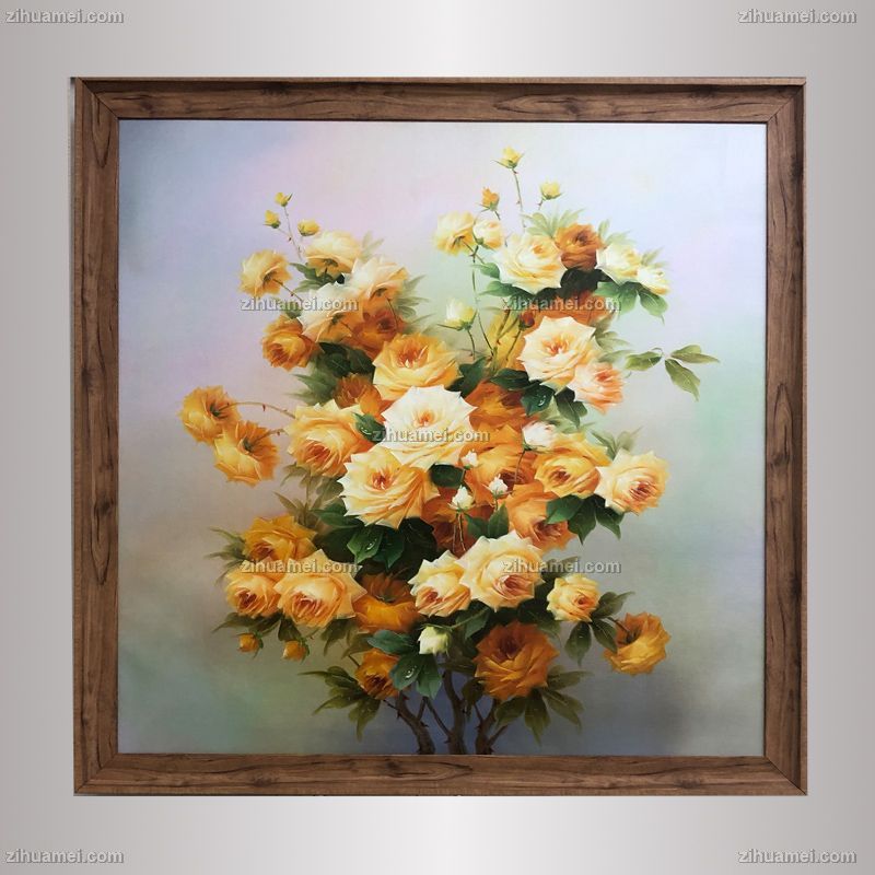 油画作品粉红色的玫瑰花