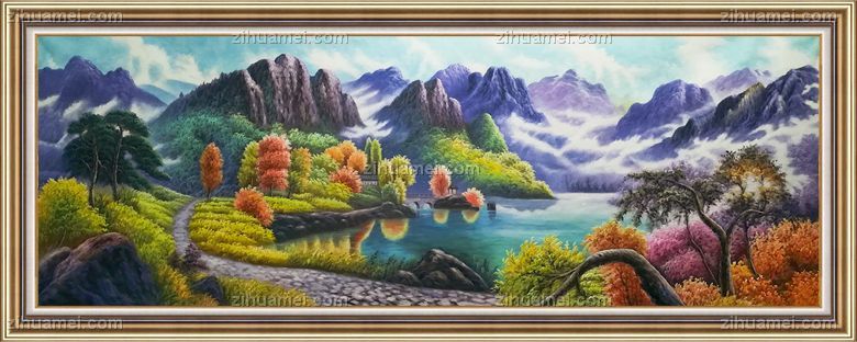 风景油画 山水画 聚宝盆 中式油画