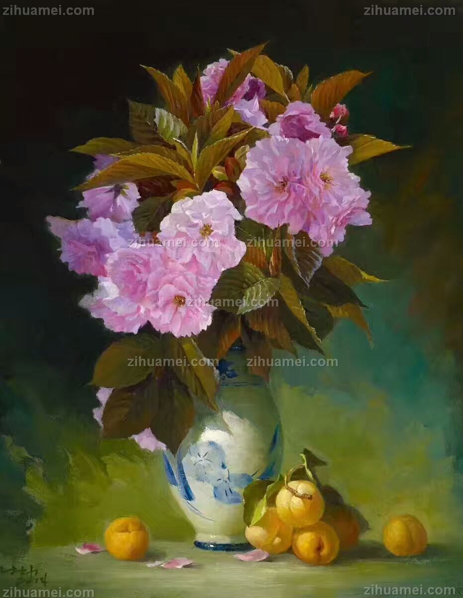 欧式油画 花瓶 静物油画