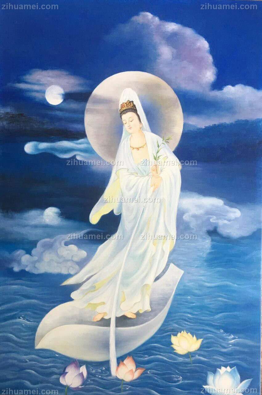 纯手绘手工 宗教油画 观音大士