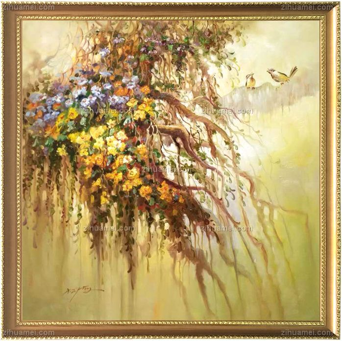 紫藤萝花 中式油画