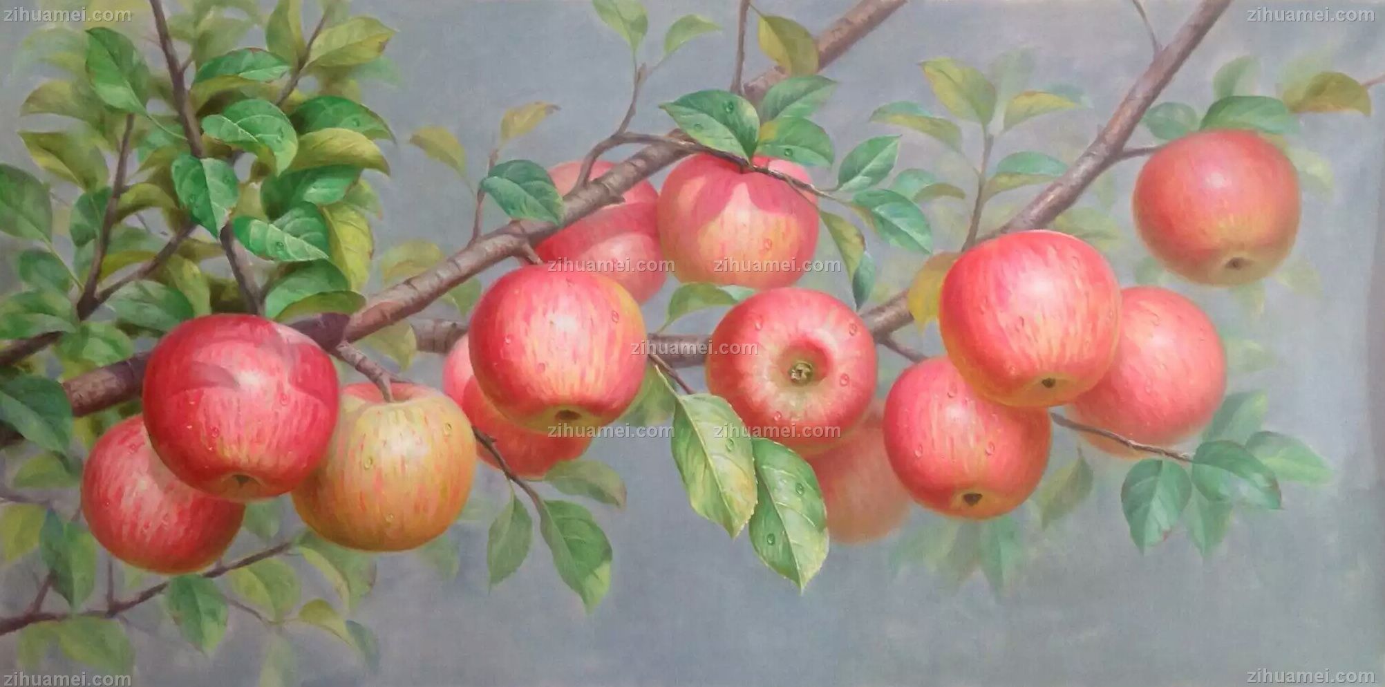 中式油画 超写实油画 红苹果