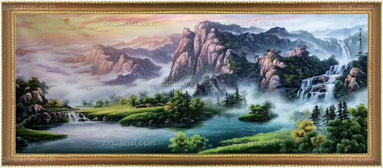 山水油画 聚宝盆
