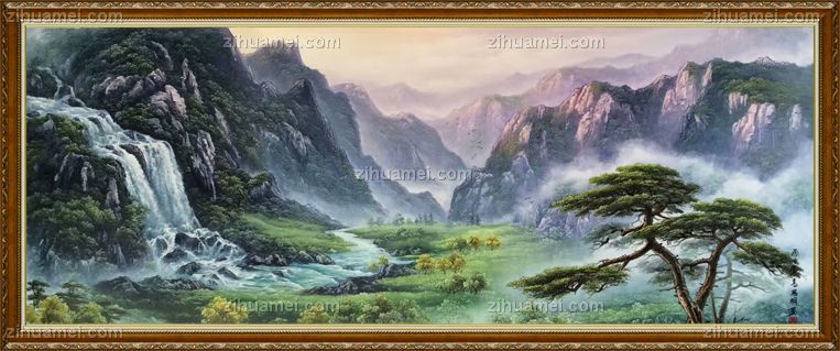 山水油画 聚宝盆