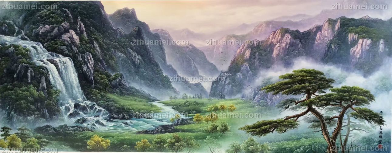 山水油画 聚宝盆