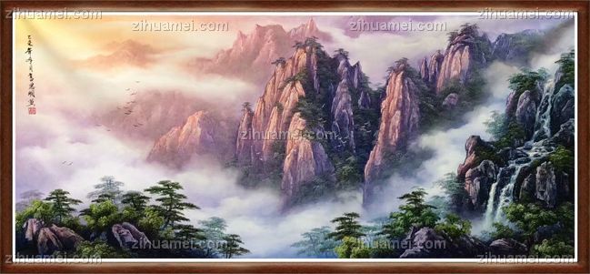山水油画 聚宝盆