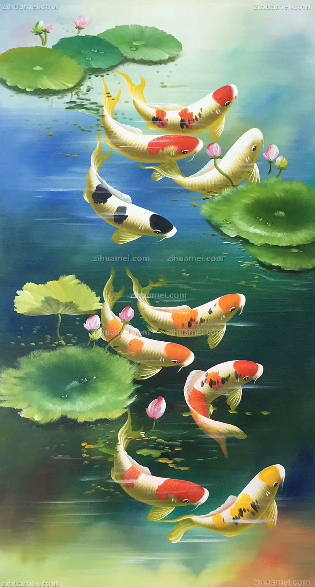 九鱼图 荷花