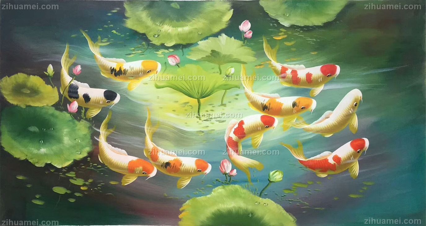 九鱼图 荷花