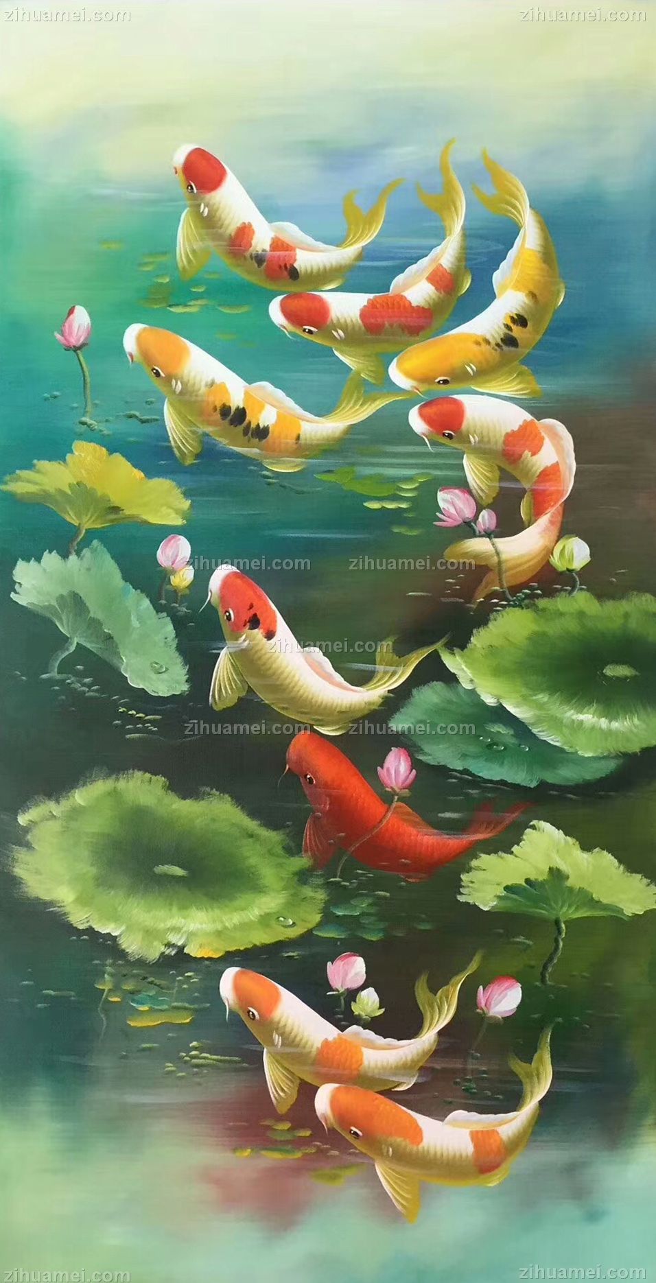 九鱼图 荷花