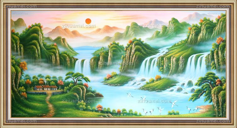 风水油画