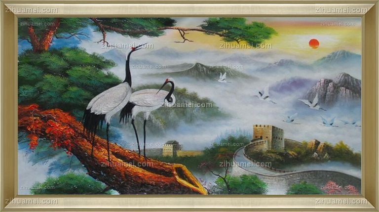 中式 油画 松鹤延年