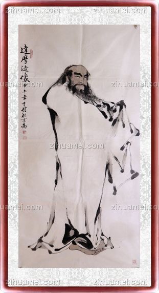 国画 达摩过江