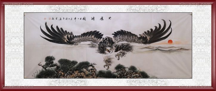 大展鸿图 雄鹰展翅 国画