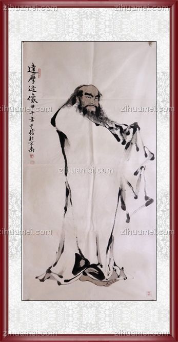 国画 达摩过江