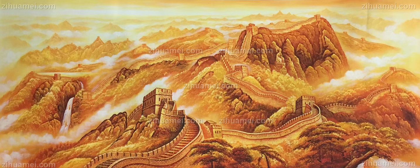 纯手绘山水风景 万里长城