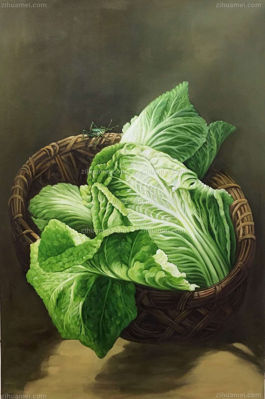白菜布面手绘油画