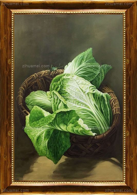 白菜布面手绘油画