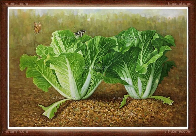 白菜布面手绘油画
