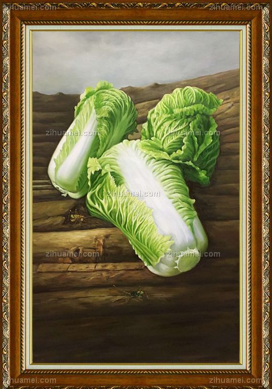 白菜布面手绘油画