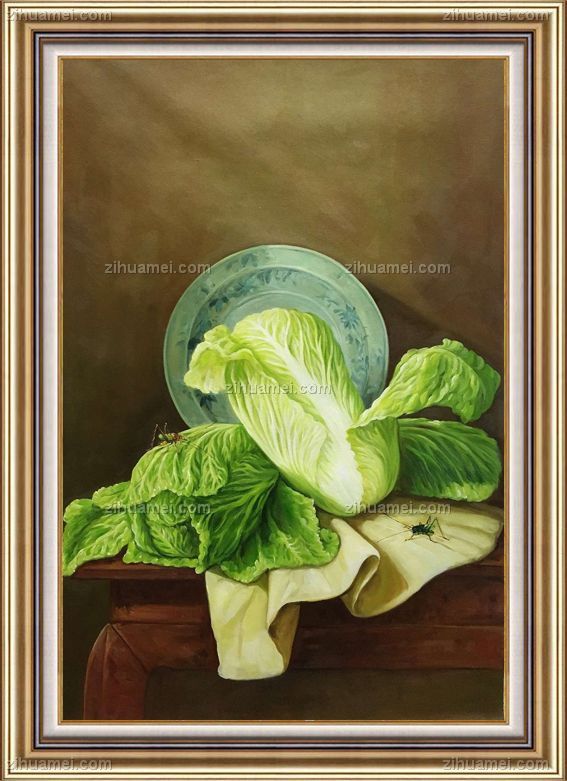白菜布面手绘油画