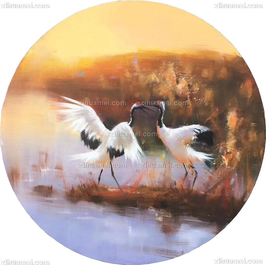 印象油画 丹顶鹤