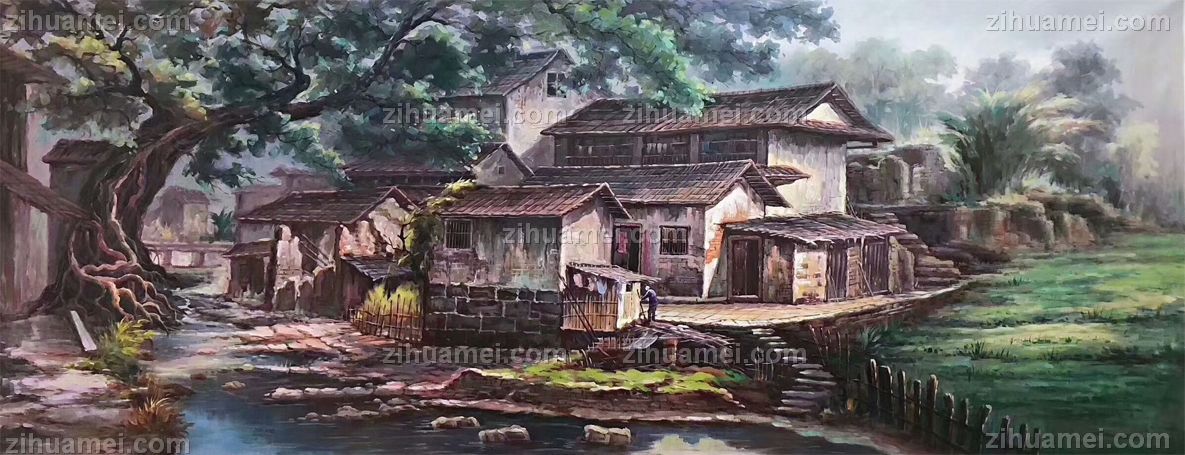 江南风景油画