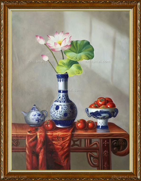 新中式油画客厅挂画 