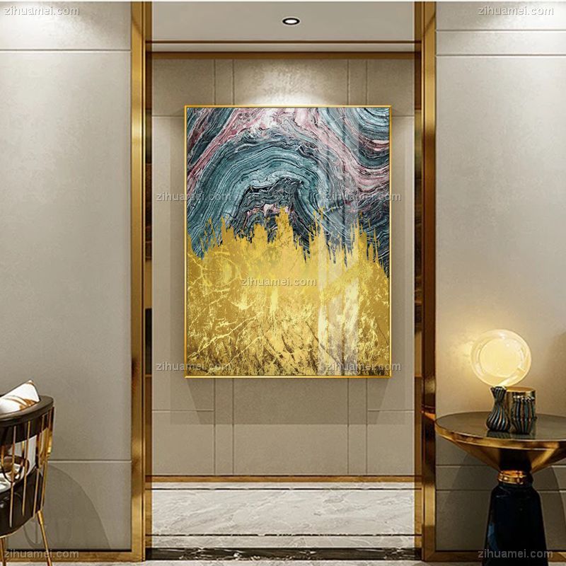 抽象金箔装饰画美式轻奢后现代客厅挂画沙发背景墙面壁画餐厅玄关抽象