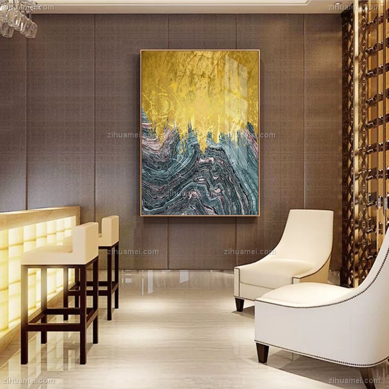 抽象金箔装饰画美式轻奢后现代客厅挂画沙发背景墙面壁画餐厅玄关抽象