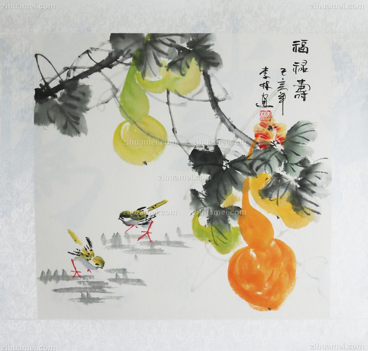 手绘花鸟国画