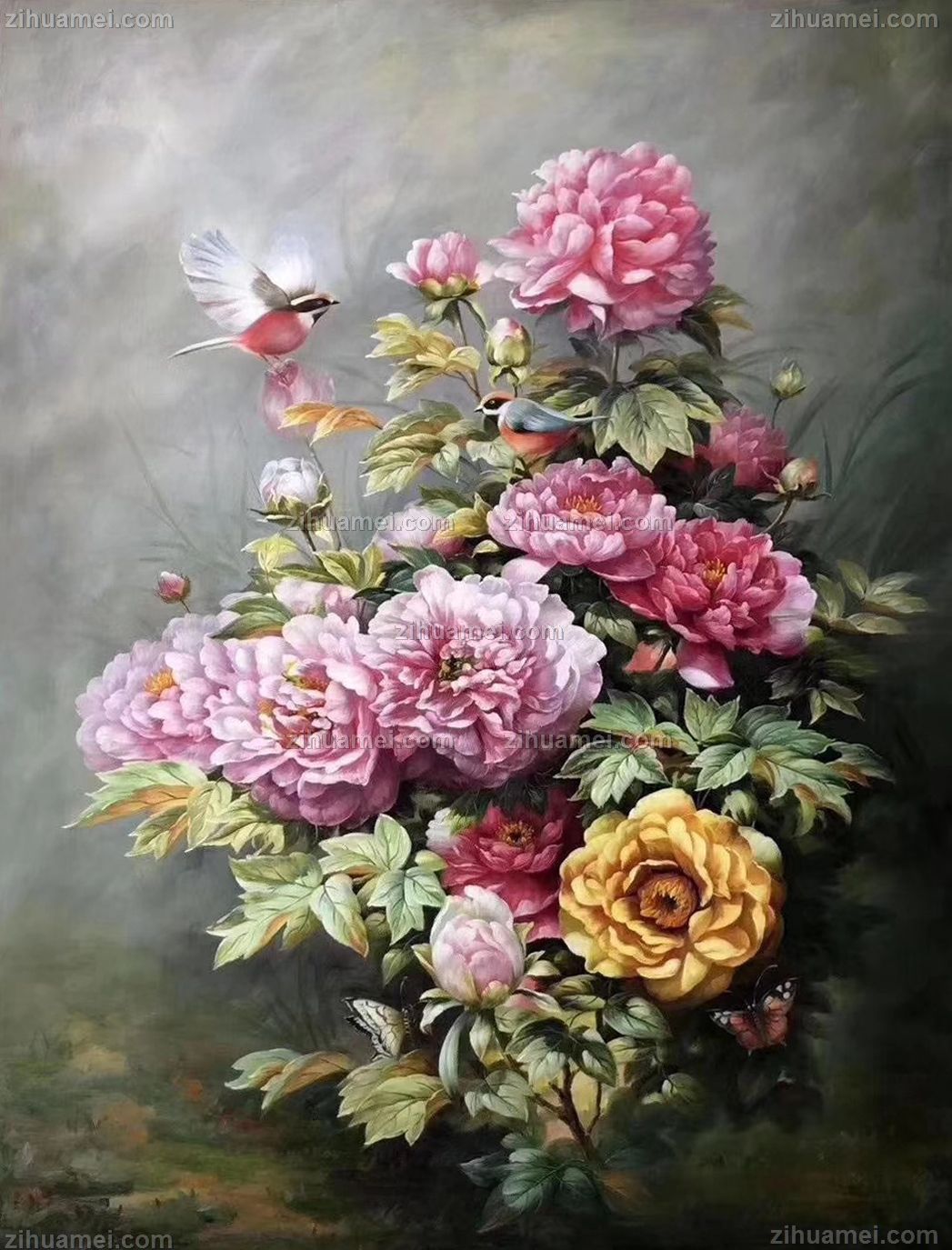 花鸟画手绘油画