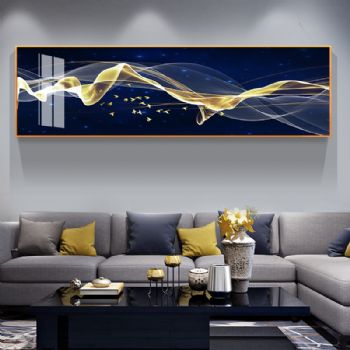 现代卧室床头装饰画客厅背景墙壁画房间主卧墙面长条挂画北欧轻奢