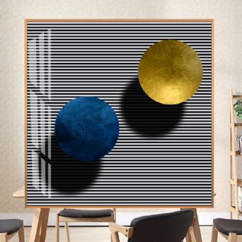 新中式装饰画晶瓷画高清微喷混元无级阴阳系列适合客厅的装饰画