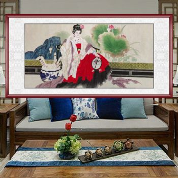 手绘人物国画四尺工笔人物美女图仕女图古代人物国画