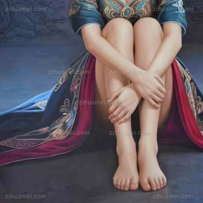 油画人体布面油画少女写实油画纯手绘手工精品人物油画-字画美