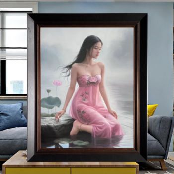 精品写实唯美纯手绘美女油画人体油画实木框