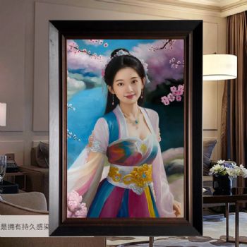 民族美女手绘油画人物艺术油画实木画框