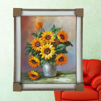 高品质纯手绘花卉油画现货现发PS环保外框