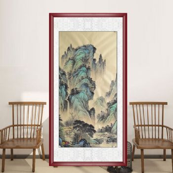 精品四尺彩墨风景国画走廊过道玄关山水画