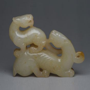 旧藏 和田玉子母兽 摆件 不议价不包邮