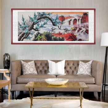 手绘彩墨国画客厅大厅国画宝剑锋从磨砺出，梅花香自苦寒来梅花图